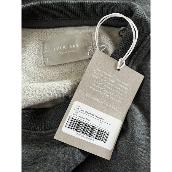 NWT Everlane The Track Crewneck Dark Heather Gray Sweatshirt Men’s Size Small - Picture 5 of 6